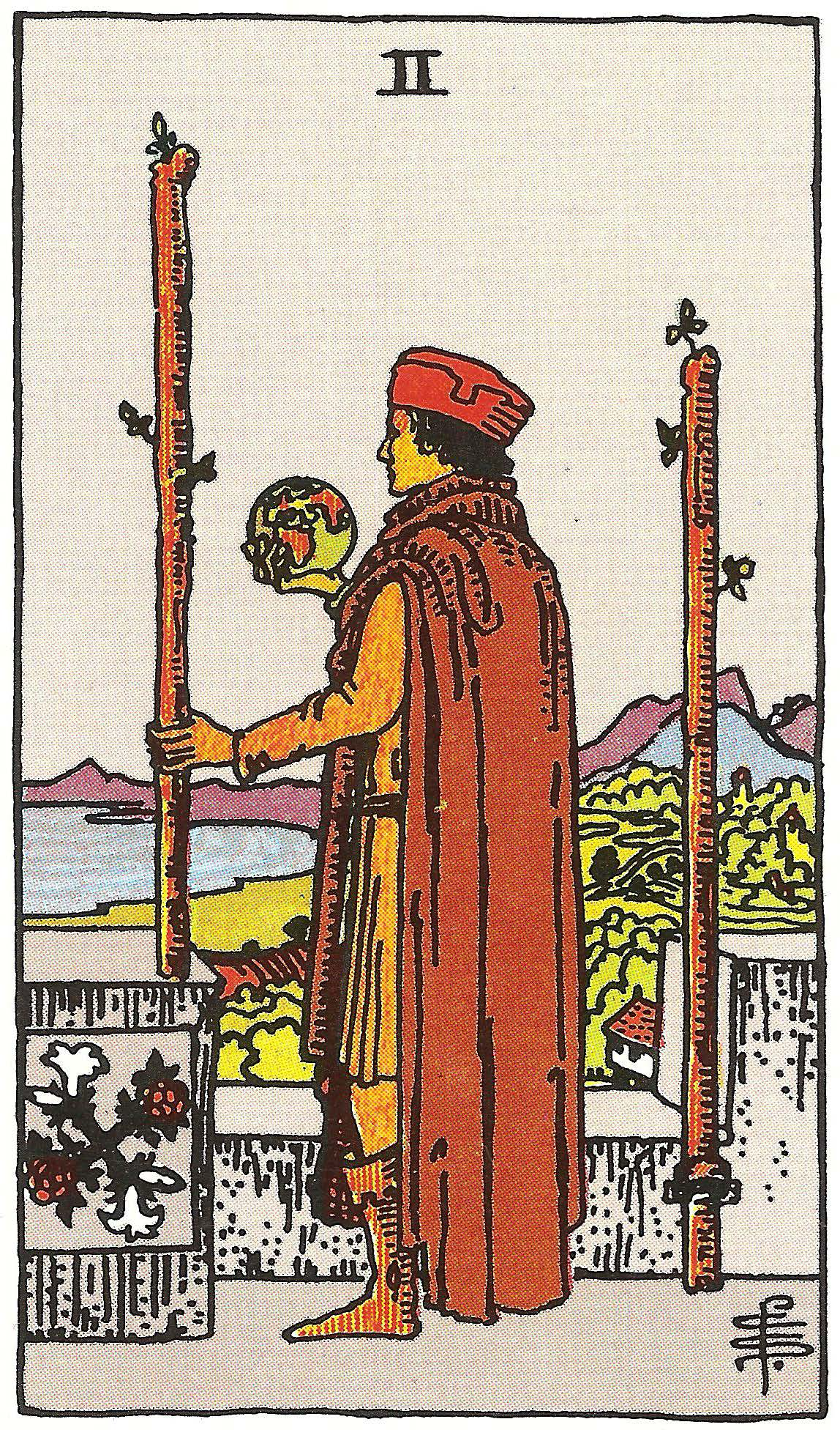Zwei der Stäbe – Tarotkarte