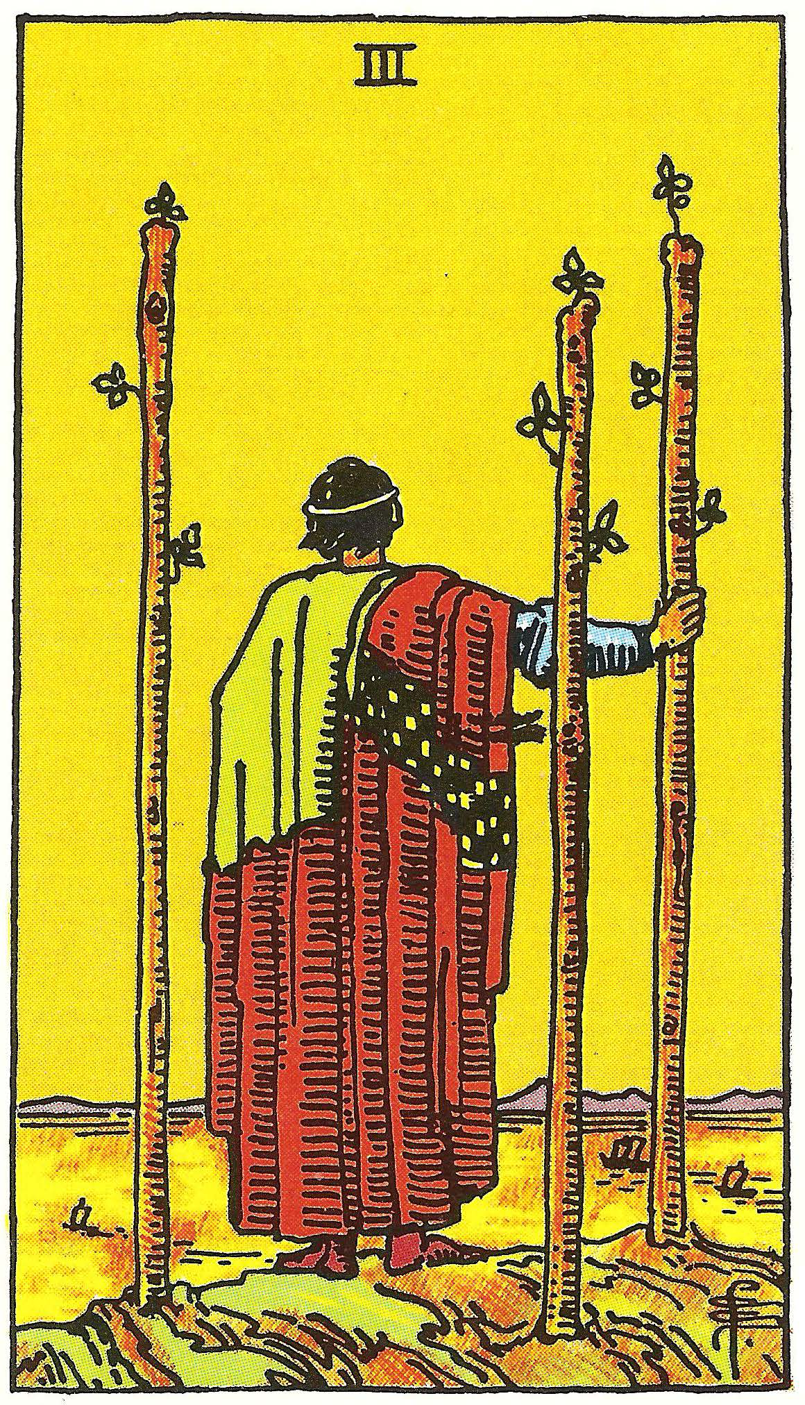 Drei der Stäbe – Tarotkarte