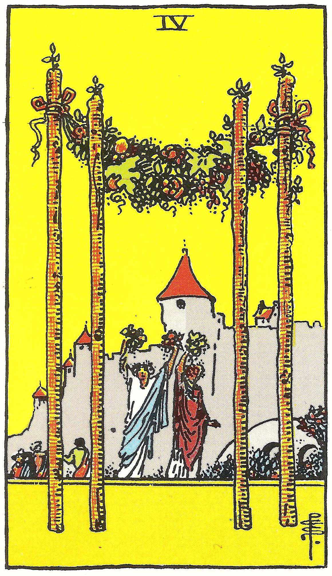 Vier der Stäbe – Tarotkarte