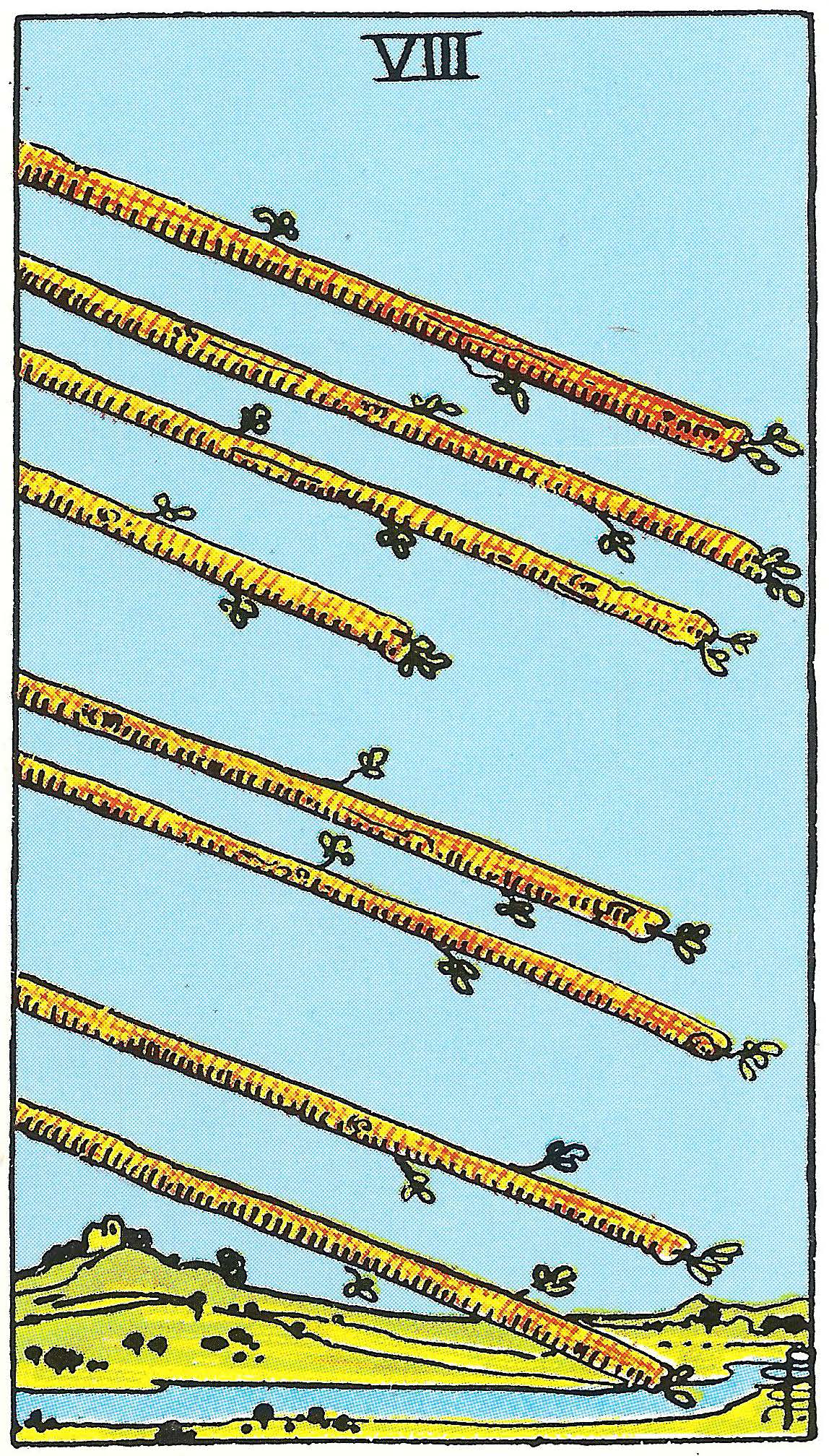 Acht der Stäbe – Tarotkarte