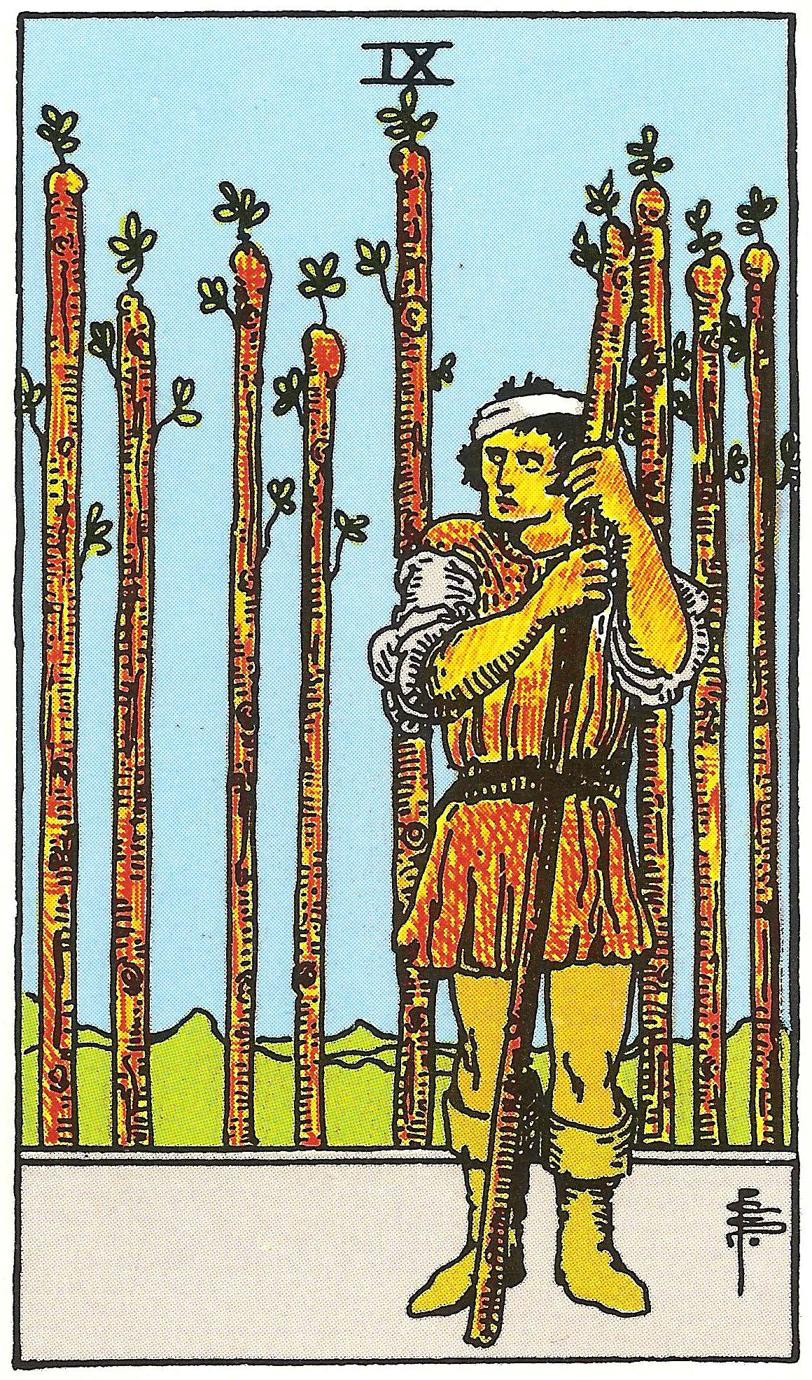 Neun der Stäbe – Tarotkarte