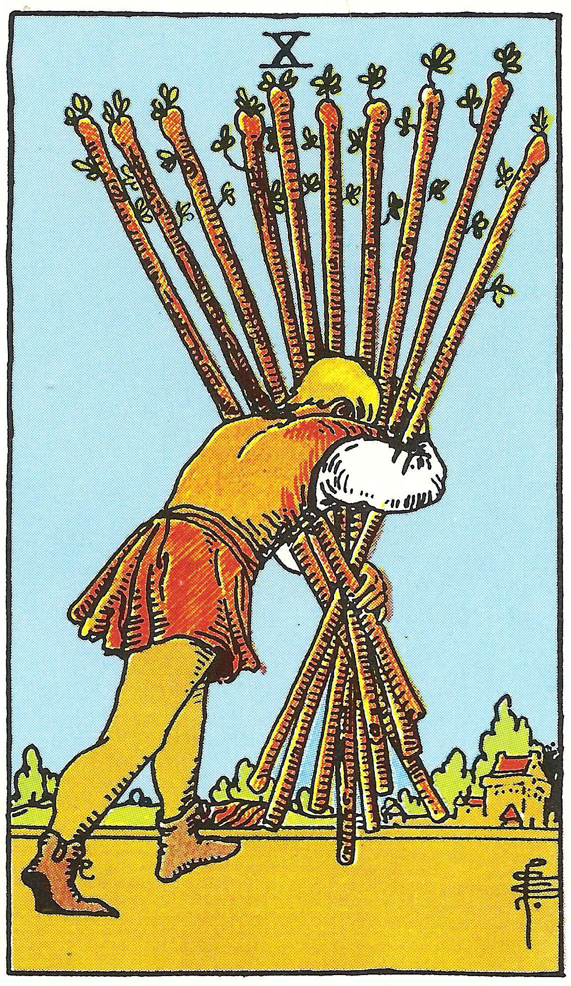 Zehn der Stäbe – Tarotkarte