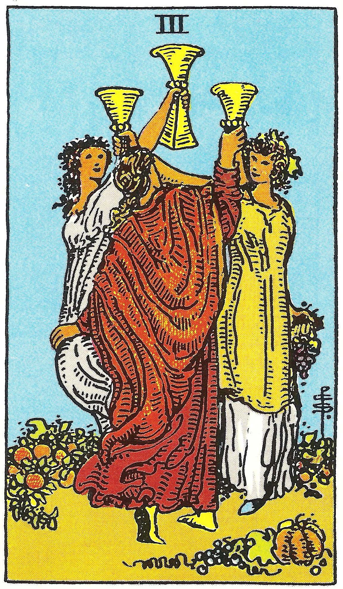 Drei der Kelche – Tarotkarte