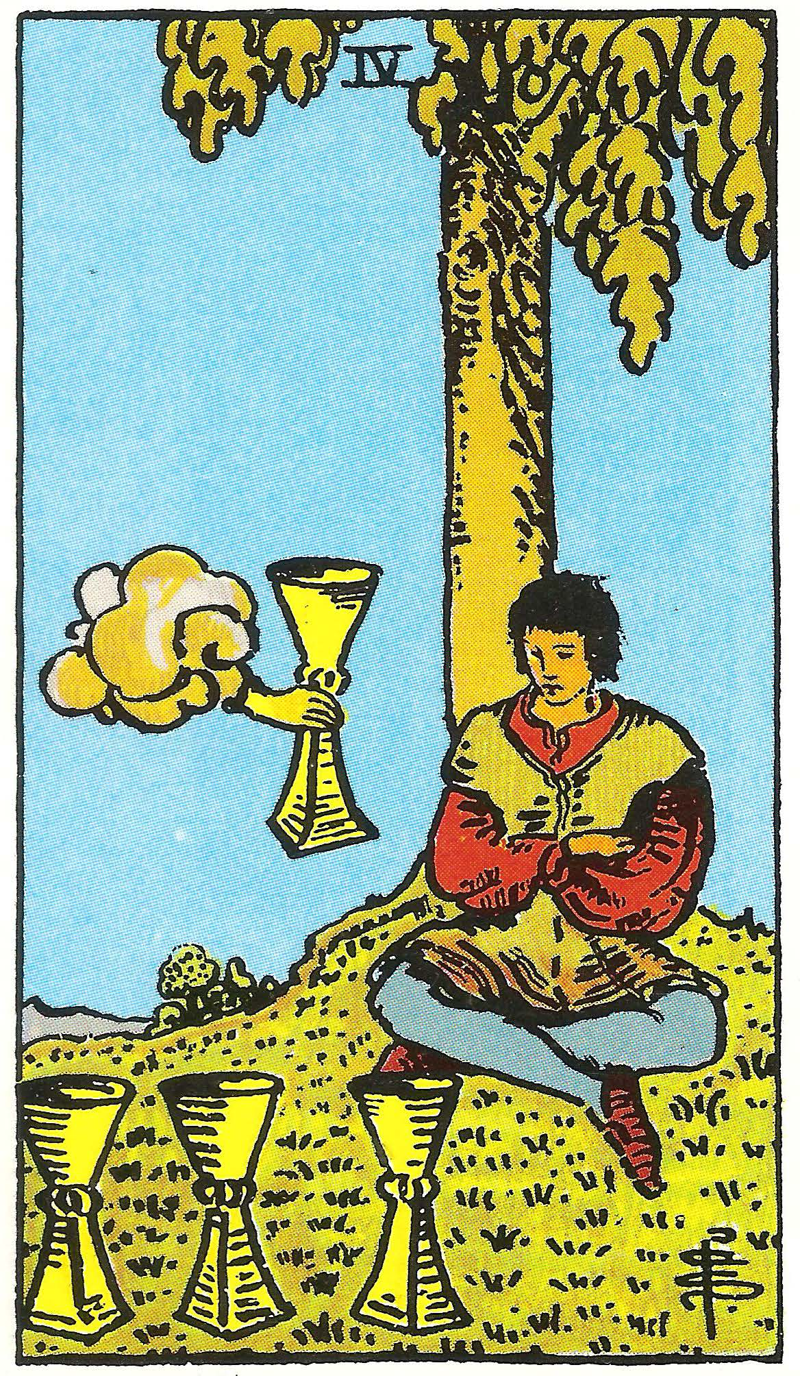 Vier der Kelche – Tarotkarte