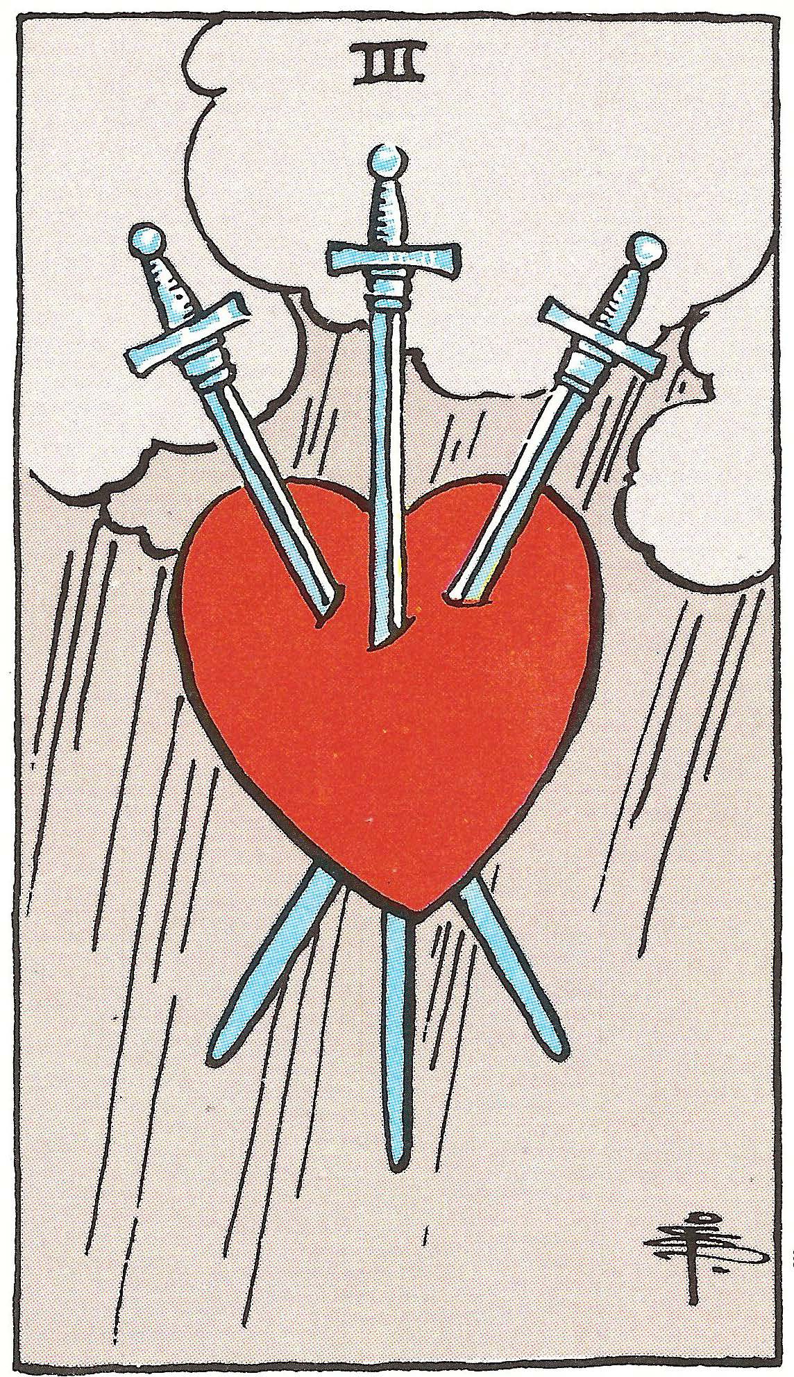 Drei der Schwerter – Tarotkarte