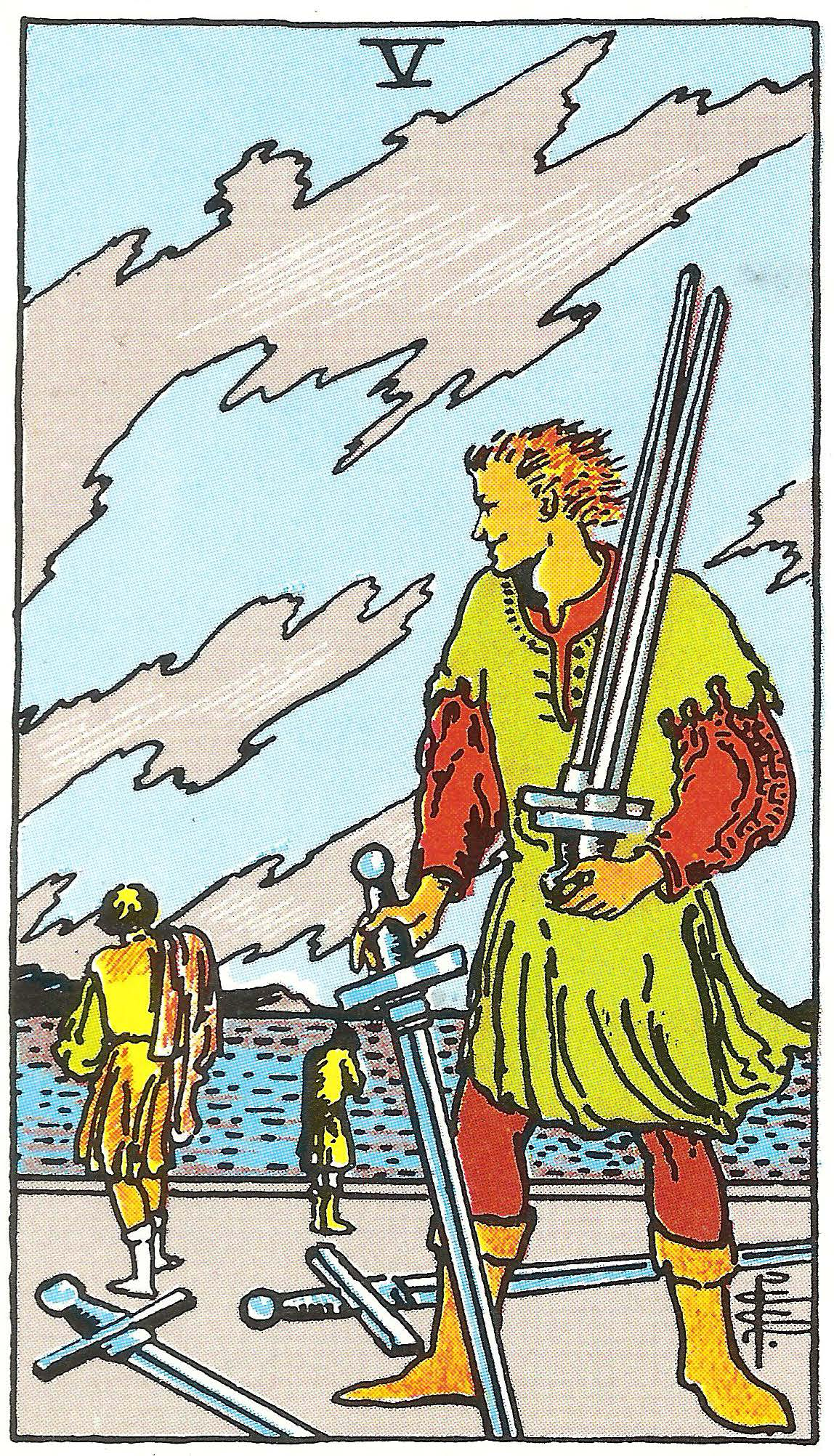 Fünf der Schwerter – Tarotkarte