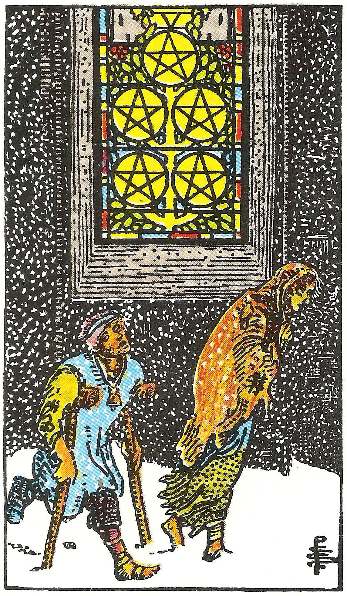 Fünf der Münzen – Tarotkarte