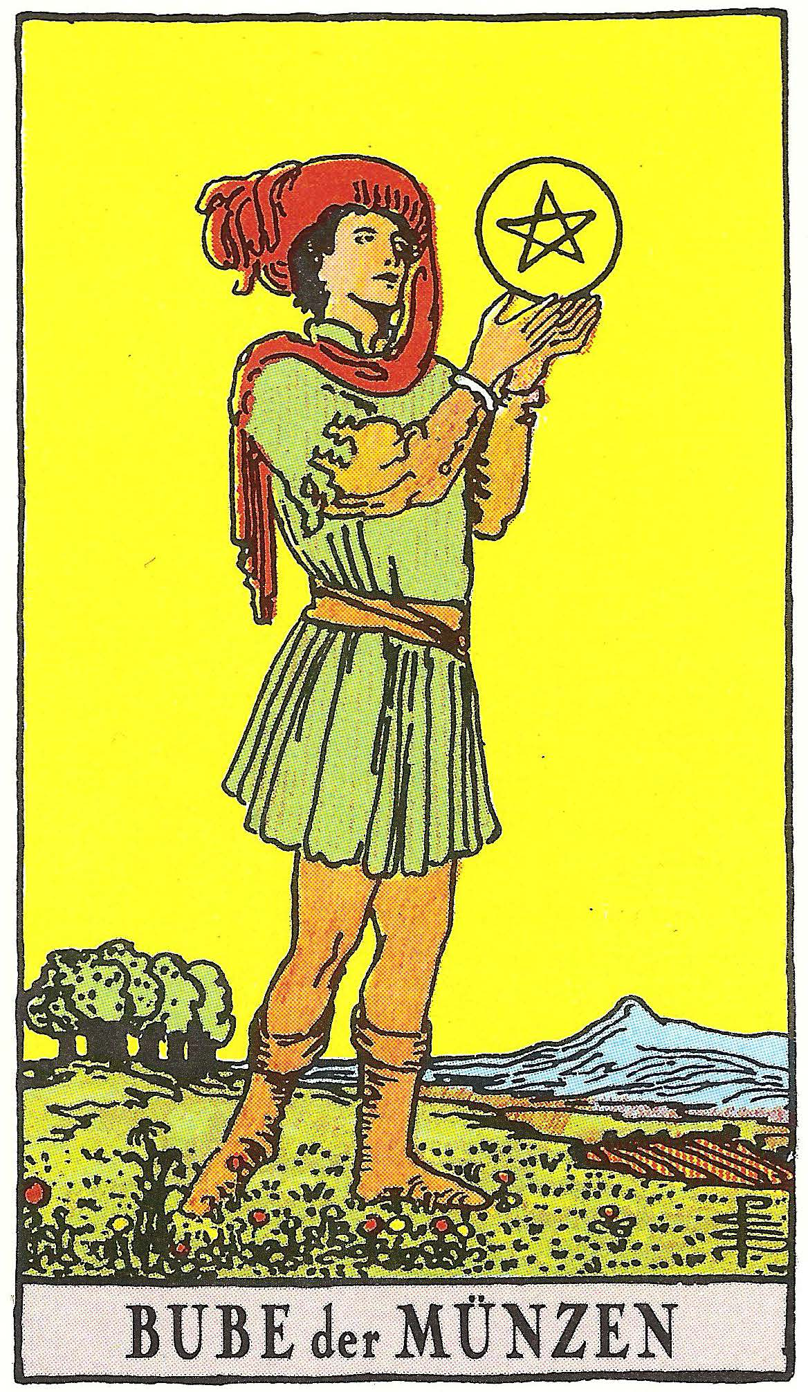 Bube der Münzen – Tarotkarte